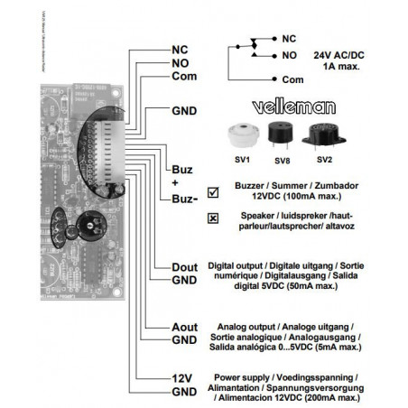 ULTRASONIC RADAR MODULE with acoustic signal, led, relay 20 - 250 cm