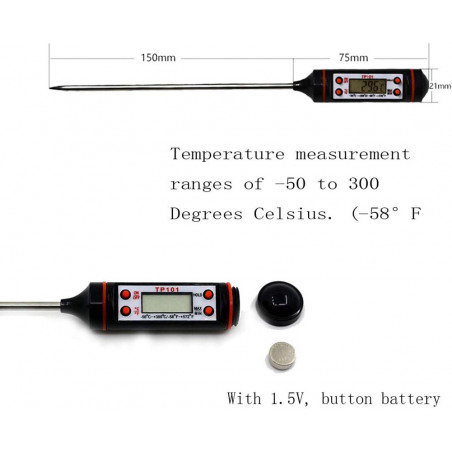 Digitales Lebensmittelthermometer BBQ -50°C bis 300°C func. min max halten auto aus