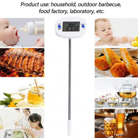 Termometro digitale per alimenti con display lcd e sonda in acciaio inox 15cm