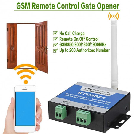 Interruptor de relé para abridor de puerta Interruptor GSM memoria 200 números 9-24VDC