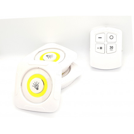 Set 3 selbstklebende LED-Leuchten 2 Helligkeitsbatterie mit IR-Fernbedienung Timer 30 min