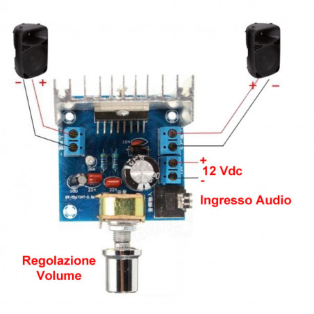 Amplificatore audio stereo 2x15 watt con TDA7297 ingresso audio jack