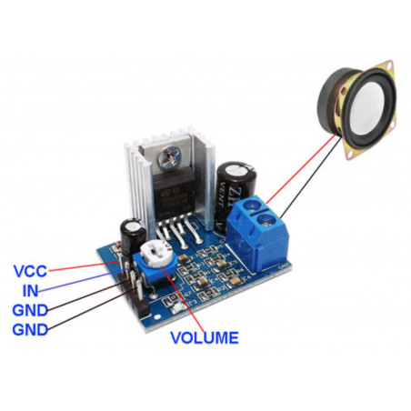 Mono audio amplifier module TDA2030A 18 watts into 8 ohms 6 - 12 V DC