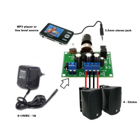 2 x 5W Stereo-Verstärker-Kit für MP3-Player für 4 x 32 Ohm Lautsprecher