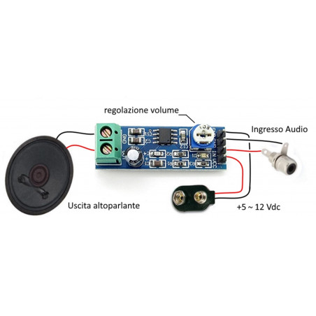 Mini Audio Verstärker mit LM386 für 4-8Ohm Lautsprecher 5-12V Netzteil