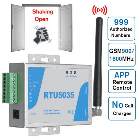 Ouvre-portail à interrupteur antivol GSM avec commande de sirène 1 OUT 2 capteurs IN