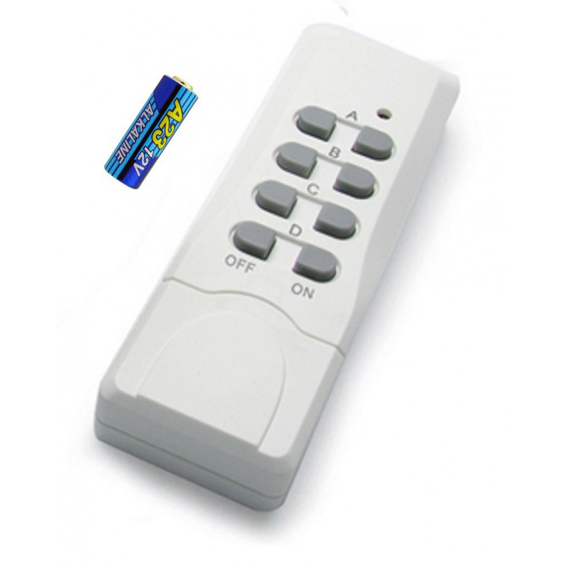 Additional 4-channel remote control for Avidsen radio-controlled sockets with battery