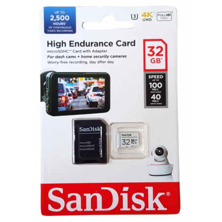 Carte microSDHC SanDisk High Endurance Monitoring 32 Go Classe 10