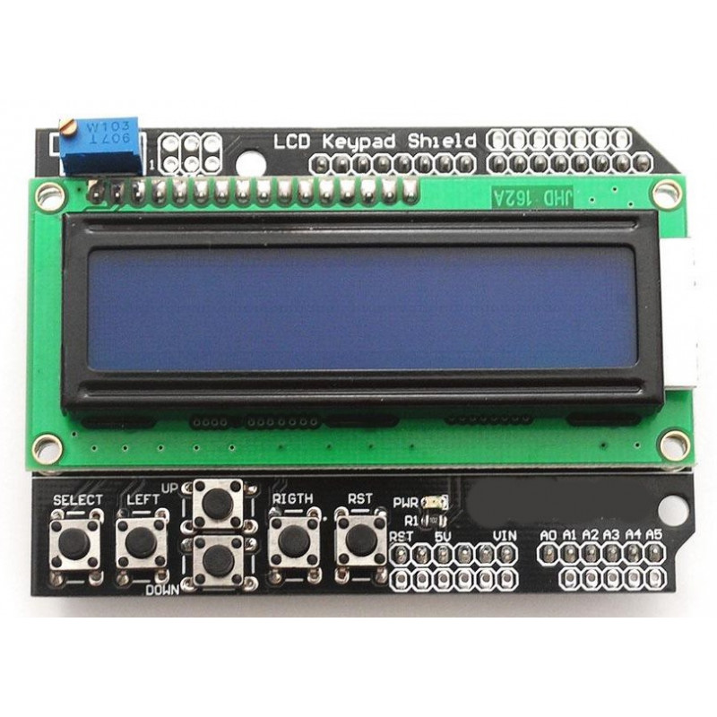 Arduino 6 botones y panel alfanumérico retroiluminado LCD de 16x2