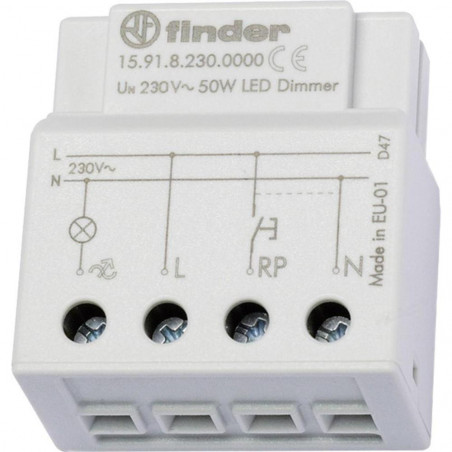 Regulador de intensidad electrónico empotrable Finder 15.91 Lámparas LED 230 V / CA e inc.