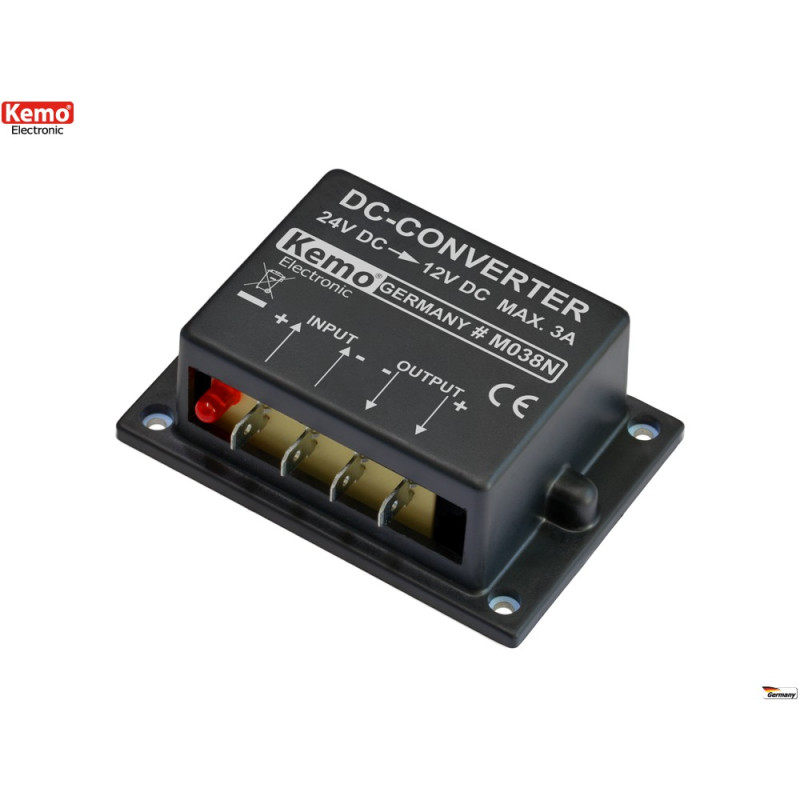 DC-DC converter, voltage reducer from 24V to 12V for vehicles, boats, trucks
