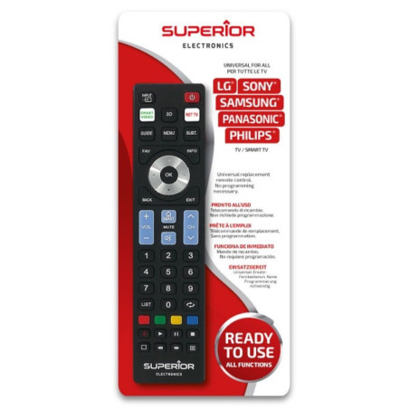 Universal remote control for 5 TV brands