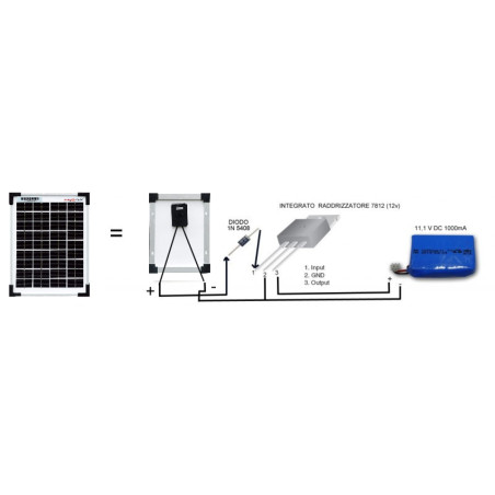 KIT mini photovoltaic solar panel 12V diode regulator 1000mAh lithium battery