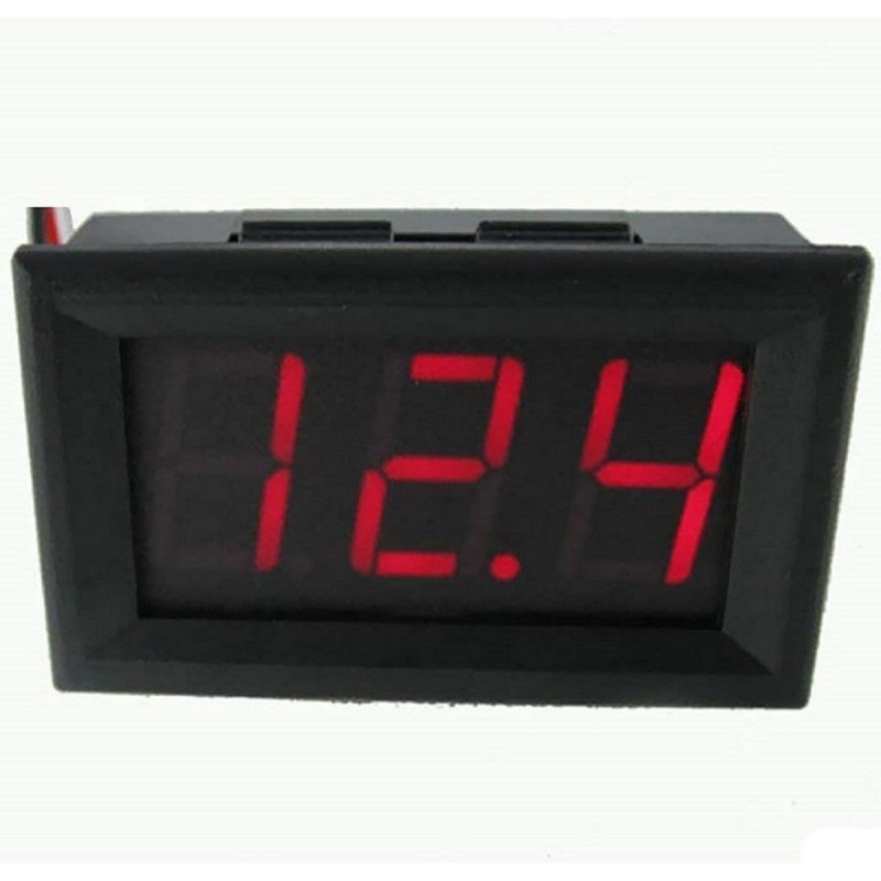 Voltímetro digital pantalla led rojo DC 0-30V 3 hilos 48x 29x 22mm