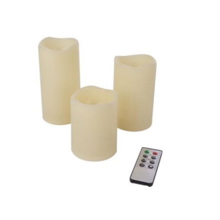 Set 3 LED candles with IR remote control
