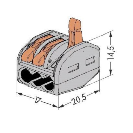 WAGO 222-413-15 Flexible clamp: 0.08-4 mm² rig: 0.08-2.5 mm² Poles: 3 15 pcs