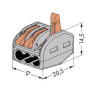 WAGO 222-413-15 Morsetto flessibile: 0.08-4 mm² rig: 0.08-2.5 mm² Poli: 3 15 pz