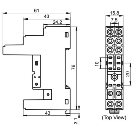 Prise pour relais 8PIN 10A 250VAC montage blocs à vis DIN