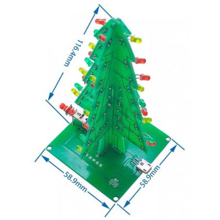 KIT Albero di Natale 3D elettronico 37 LED 3 colori