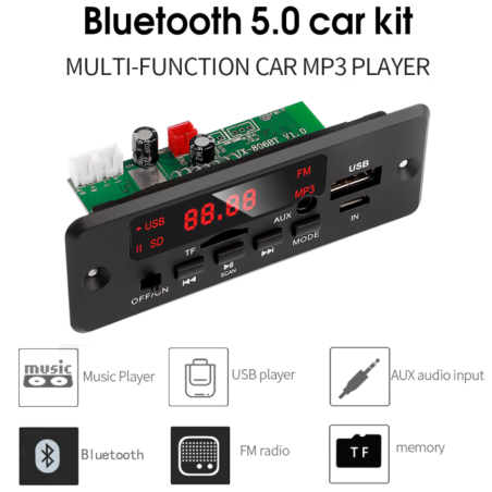 Radio FM amplificatore riproduttore Bluetooth 5.0 AUX MP3 da pannello con telecomando