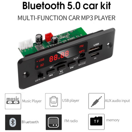 Radio FM, Bluetooth 5.0 AUX reproductor MP3 amplificador con mando a distancia