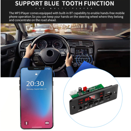 FM radio, Bluetooth 5.0 AUX MP3 player amplifier with remote control