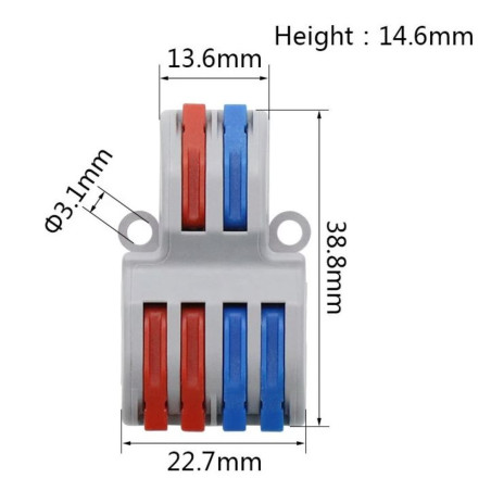 Schnellanschlussklemme 2 EINGÄNGE / 4 AUSGÄNGE 0,08-4,0 mm²