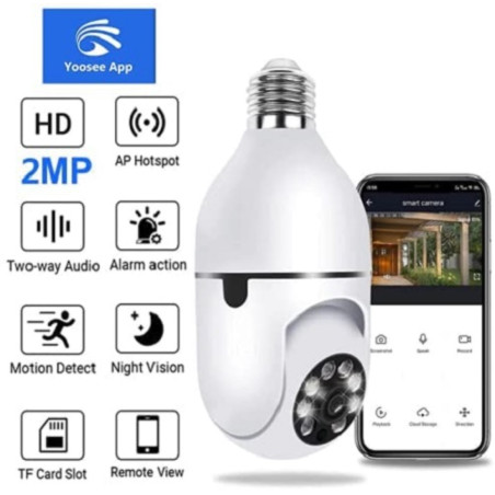 WiFi IP camera with E27 2MP HD 1080p connection with smartphone app