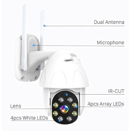 Telecamera IP Wi-Fi Ethernet PAN-TILT Full HD 1080p doppia visione notturna