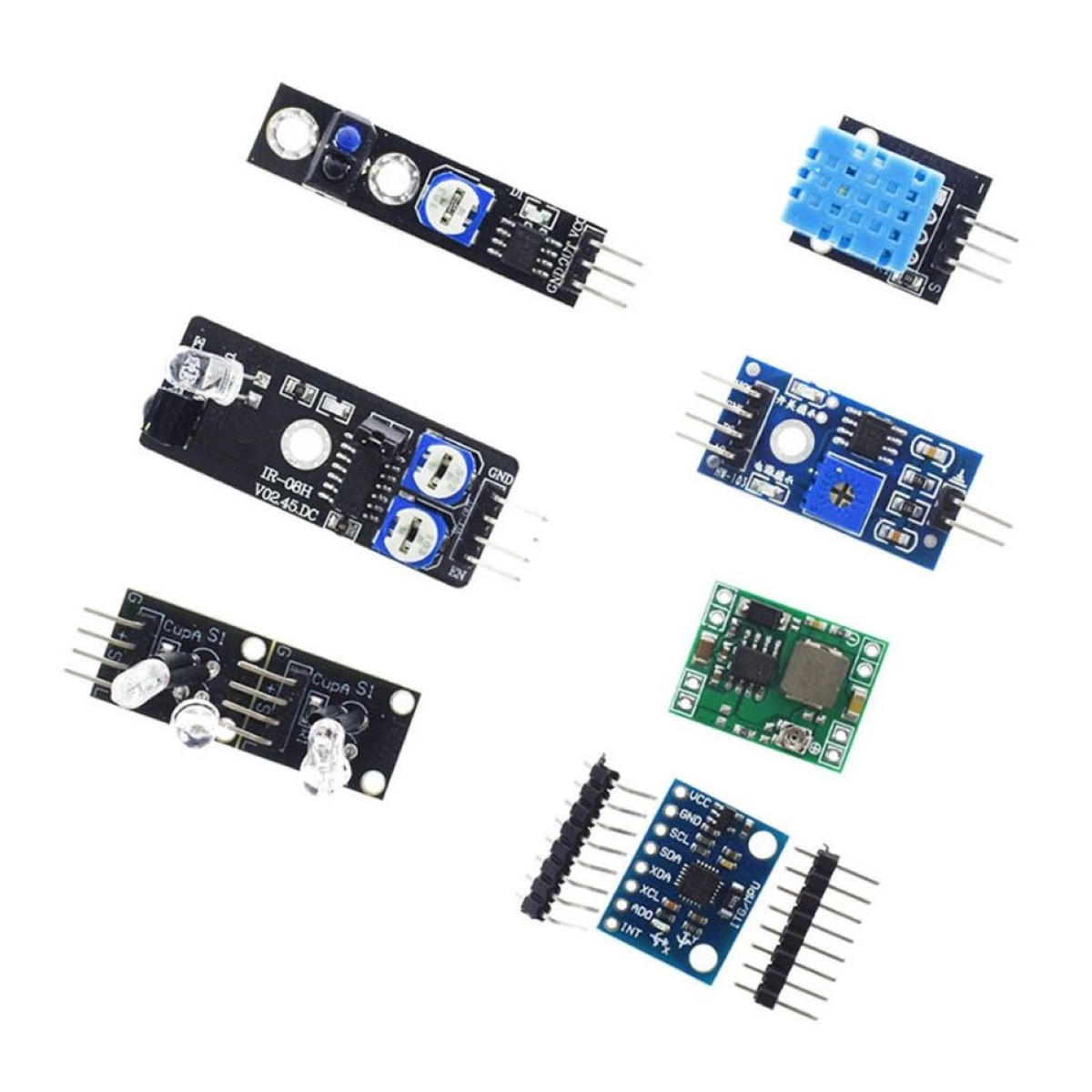 Set of 45 sensors and accessories for Arduino and embedded systems