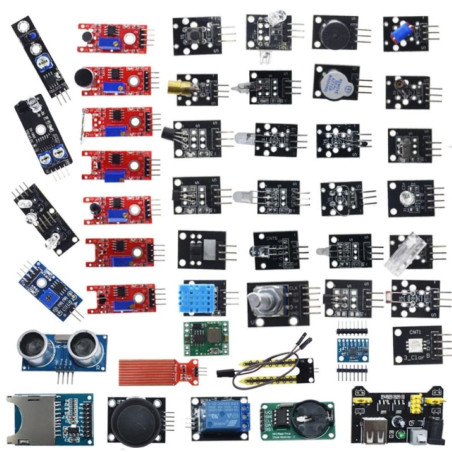 Set de 45 sensores y accesorios para Arduino y sistemas embebidos