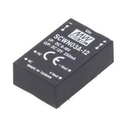 Compact isolated DC / DC converter 3W input 9 ÷ 18V output 12VDC 250mA