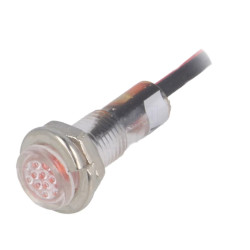 Luz LED plana roja 12VDC Ø5,2mm IP40 conductores 100mm