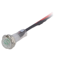 Feu LED plat vert 24VDC Ø5,2mm IP40 conducteurs 100mm