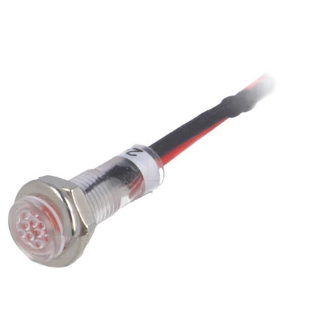 Feu LED plat rouge 24VDC Ø5,2mm IP40 conducteurs 100mm
