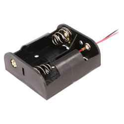 2 x C, R14 battery box with black conductors 150mm