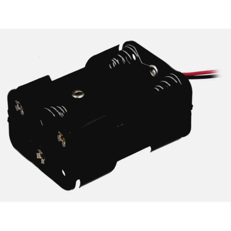 Container for 6 x AAA, R3 batteries, black color, conductors 150mm