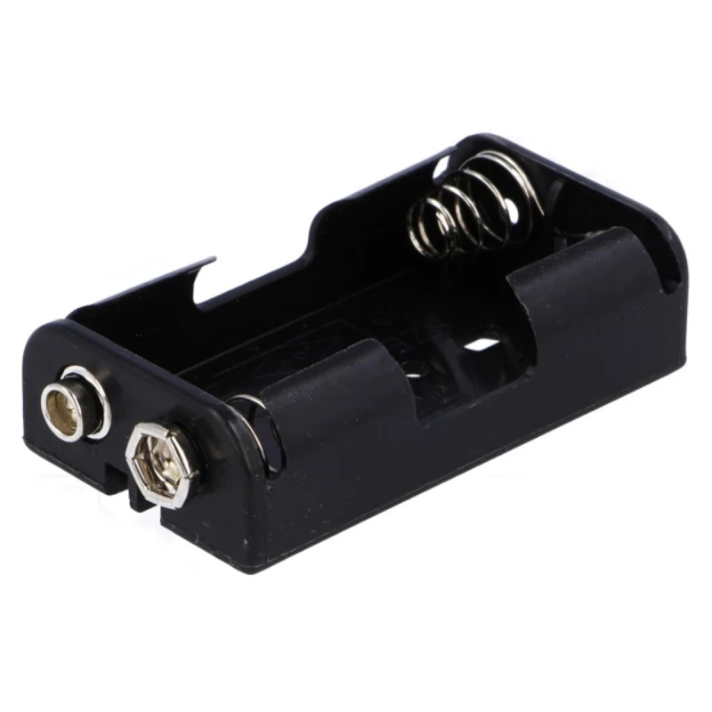Container for 2 x AA, R6 batteries, black 6F22 type connector Container for 2 x AA, R6 batteries, black 6F22 type connector