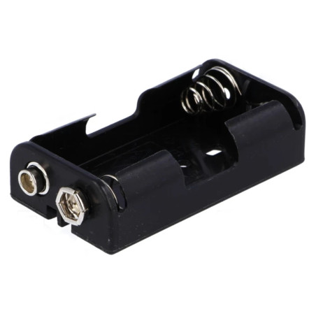 Container for 2 x AA, R6 batteries, black 6F22 type connector