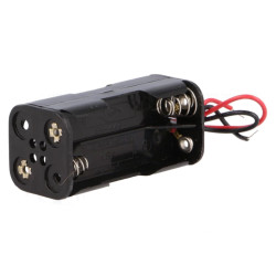 Battery holder 4 x AAA, R3 black with conductors 150mm