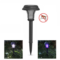 Rechargeable solar street light illuminates insects with UV and white light