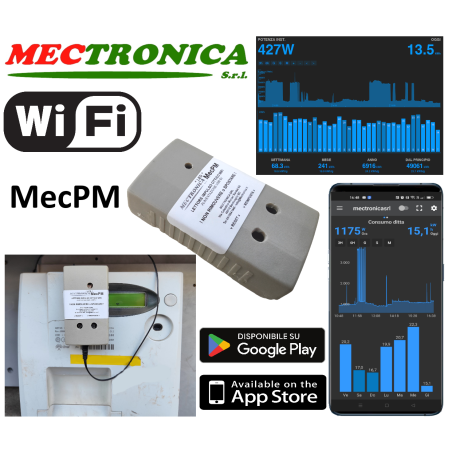 MecPM Misuratore consumo WiFi Smart Meter per contatori elettrici