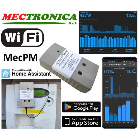 MecPM Misuratore consumi bolletta WiFi Smart Meter per contatore elettrico