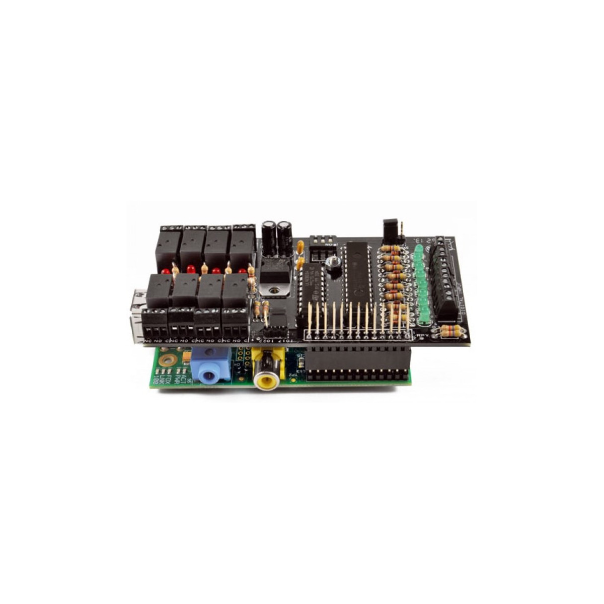 MOUNTED Shield I2C expansion IO 8 IN + 8 OUT Relay for Raspberry PI