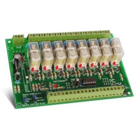 KIT 8 tablero de relés multifunción 5A 230V con entradas digitales y RS232