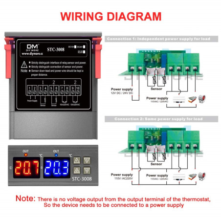 Doppelter Temperaturregler STC-3008 110-220V mit doppeltem Temperaturfühler