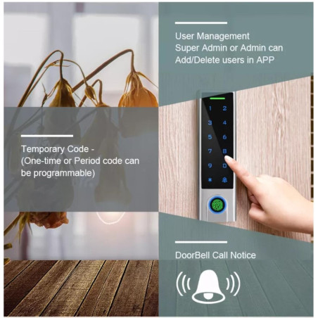 Teclado de control de acceso IP66 Lector biométrico de huellas dactilares RFID WiFi con APP