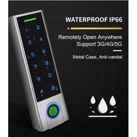 IP66 access control keypad RFID biometric fingerprint reader WiFi with APP