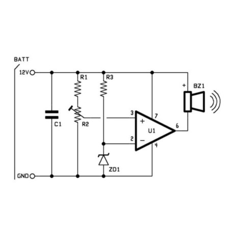 Insufficient charge acoustic warning KIT for 12V batteries