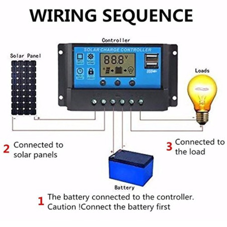 Controlador de Carga Solar PWM 12/24V 10A